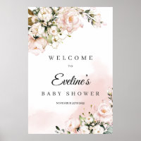 Baby shower welcome sign poster boho pink gold