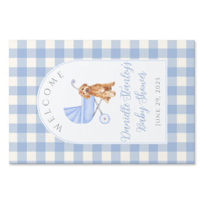Baby Shower Welcome Sign Puppy Dog Gingham