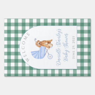 Baby Shower Welcome Sign Puppy Dog Gingham