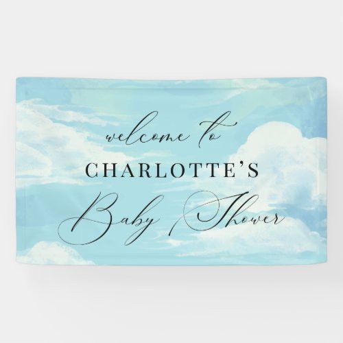 Baby Shower Welcome Sign Sky Clouds Blue Banner - Baby Shower Welcome Sign Sky Clouds Blue Banner