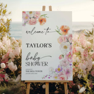 Baby Shower Welcome Sign Summer Flower Fiesta
