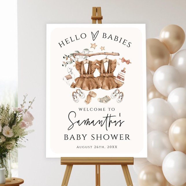 Baby shower welcome sign template Twins babies (Creator Uploaded)