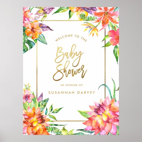 Baby Shower Welcome Sign  Tropical Watercolors
