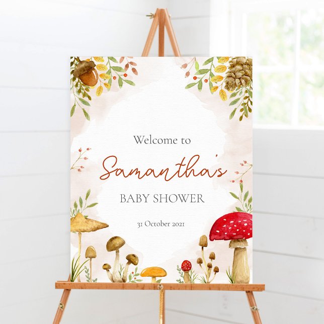 Baby Shower Welcome Sign with Mushrooms (Creator Uploaded)