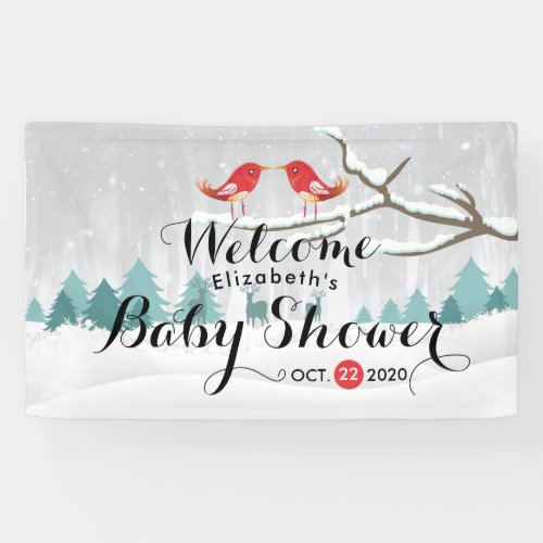 Baby Shower Welcome Watercolor Flowers Rustic Wood Banner