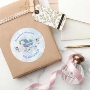 Baby Shower Whimsical Blueberry Gnome Bash Classic Round Sticker