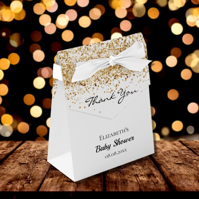 Baby Shower white gold thank you Favor Boxes (Creator Uploaded)