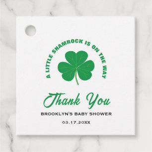 Baby Shower White Green Irish Little Shamrock Cool Favor Tags