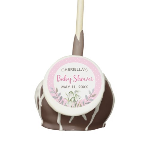 Baby Shower White Snow Drops Pink Polka Dots Cake Pops