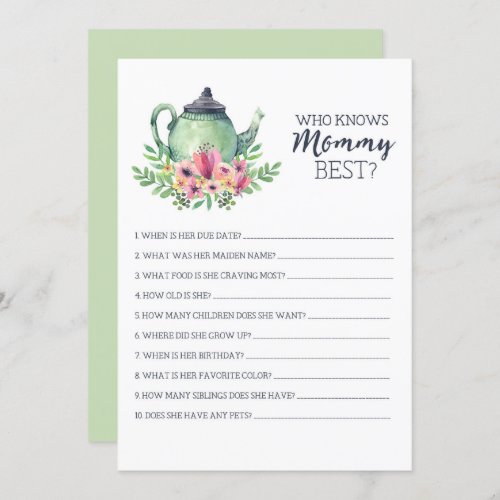 Baby Shower Who Knows Mommy Best Game Invitation