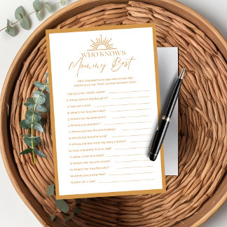 Baby Shower Who Knows Mommy Best Game Sunshine