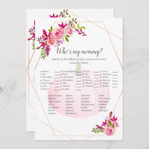 Baby Shower Whos My Mommy Pumpkin Florals Invitation