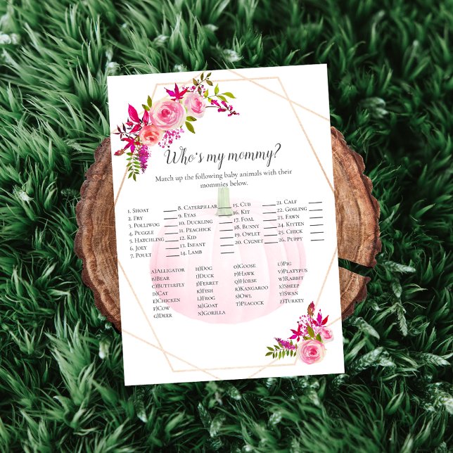 Baby Shower Who's My Mommy Pumpkin Florals Invitation (Creator Uploaded)
