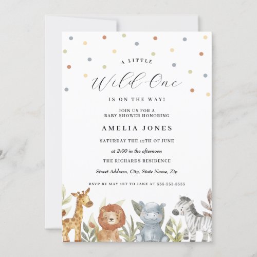 Baby Shower Wild One Safari Animals Invitation