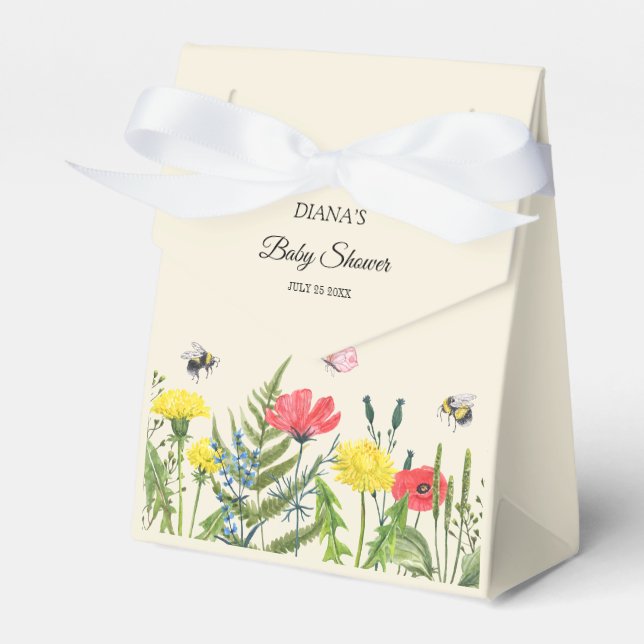 Baby Shower Wildflower Favor Boxes (Front Side)