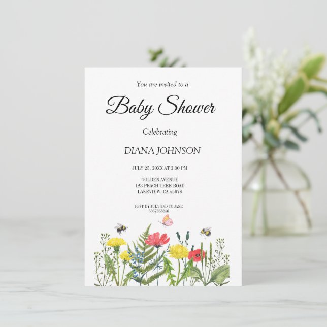 Baby Shower wildflower Invitation (Standing Front)