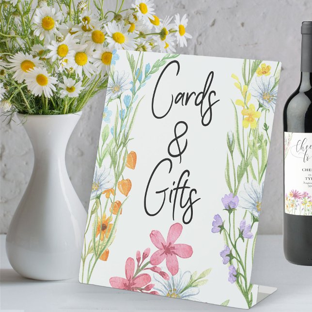Baby Shower Wildflower Meadow  Cards and Gifts Pedestal Sign (Wildflower Baby Shower cards and gifts table sign from my Wildflower Meadow collection)