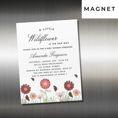 Baby Shower wildflowers butterflies retro luxury Magnetic Invitation