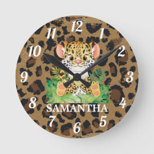 Baby shower Wildlife animals Round Clock
