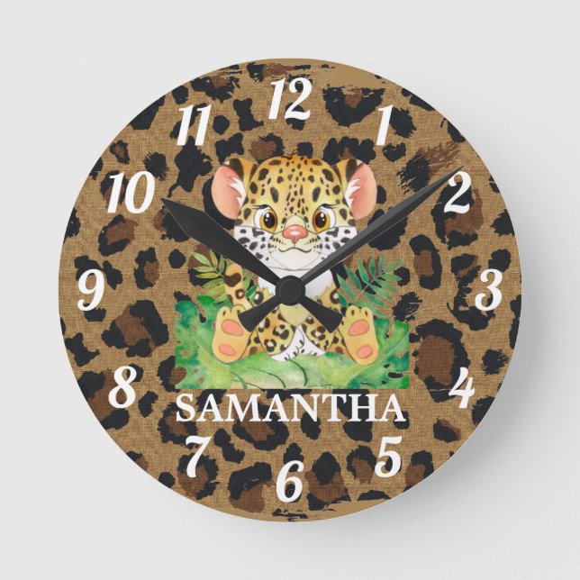 Baby shower Wildlife animals Round Clock (Front)