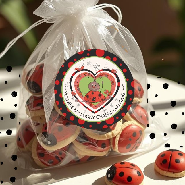 Baby Shower Winner Lucky Charm Ladybug Classic Round Sticker (Baby Shower Winner Lucky Charm Ladybug Classic Round Sticker)