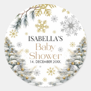 Baby Shower Winter Classic Round Sticker