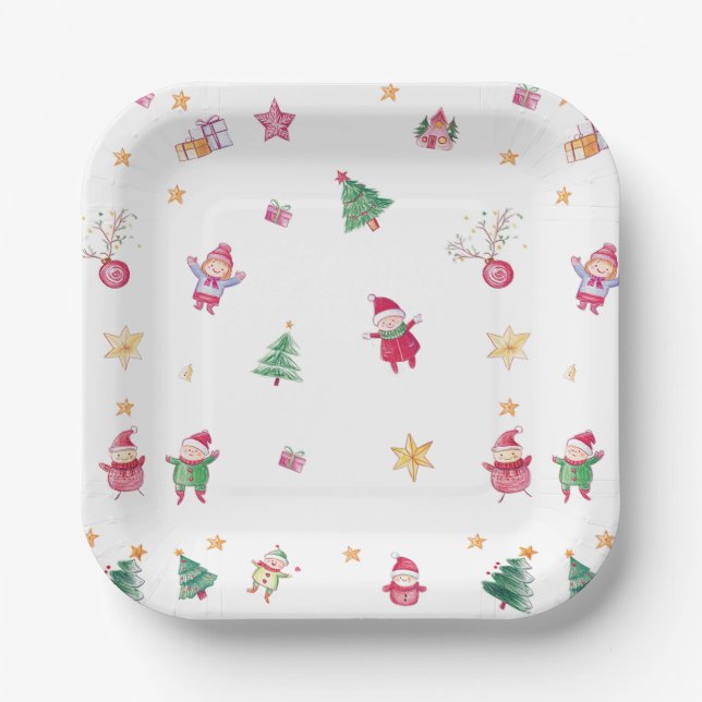 Baby Shower Winter Greenery  Paper Plates (Front)