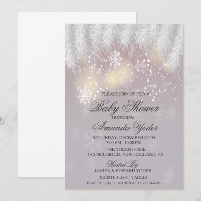 Baby Shower Winter Snowflake Invitation (Front/Back)