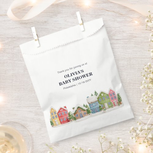 Baby Shower Winter snowy village Favor Bag