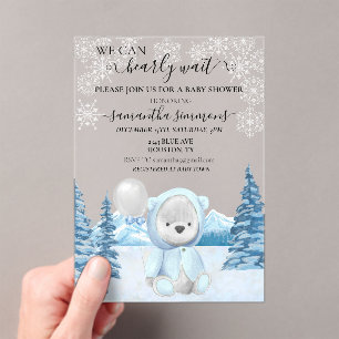 Baby shower Winter Teddy Bear Acrylic Invitations