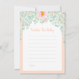 Baby Shower Wishes Eucalyptus Floral Peach Sage Advice Card