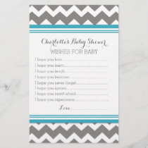 Baby Shower Wishes for Baby Blue Grey Chevron