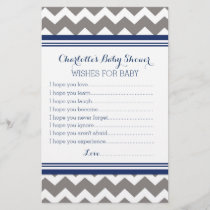 Baby Shower Wishes for Baby Grey Blue Chevron