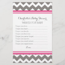 Baby Shower Wishes for Baby Pink Grey Chevron