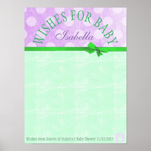 Baby Shower Wishes for Baby Poster Keepsake Purple