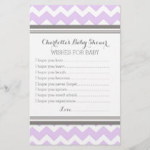 Baby Shower Wishes for Baby Purple Grey Chevron