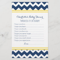 Baby Shower Wishes for Baby Yellow Blue Chevron