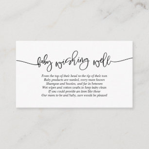 Baby Shower, Wishing Well, Creative Black Script Enclosure Card