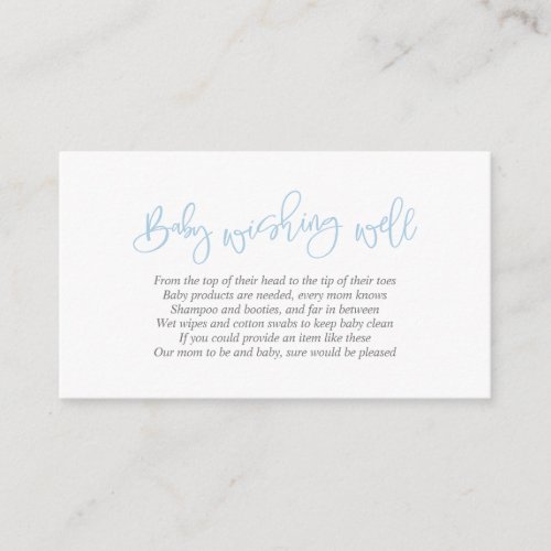 Baby Shower Wishing Well Creative Blue Script Enclosure Card
