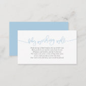 Baby Shower, Wishing Well, Creative Blue Script Enclosure Card (Front/Back)
