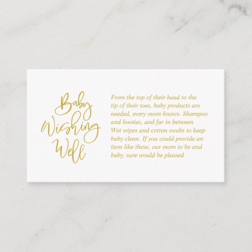 Baby Shower Wishing Well Creative Gold Script Enclosure Card