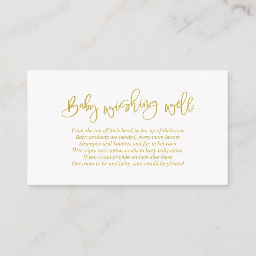 Baby Shower Wishing Well Creative Gold Script Enclosure Card