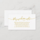Baby Shower, Wishing Well, Creative Gold Script Enclosure Card (Front/Back)