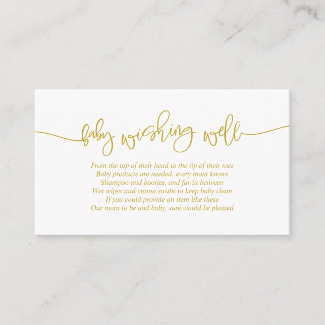 Baby Shower, Wishing Well, Creative Gold Script Enclosure Card (Front)