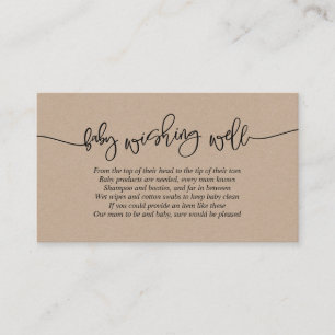 Baby Shower, Wishing Well, Creative Kraft Script Enclosure Card