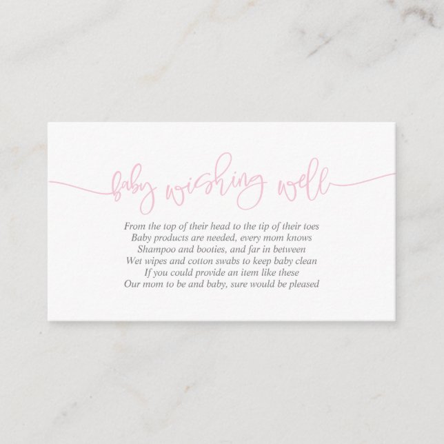 Baby Shower, Wishing Well, Creative Pink Script Enclosure Card (Front)