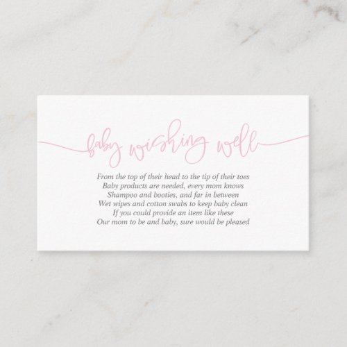 Baby Shower Wishing Well Creative Pink Script Enclosure Card