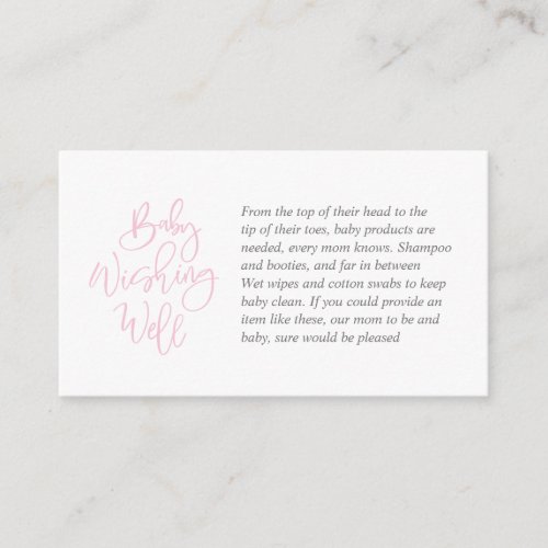 Baby Shower Wishing Well Creative pink Script Enclosure Card