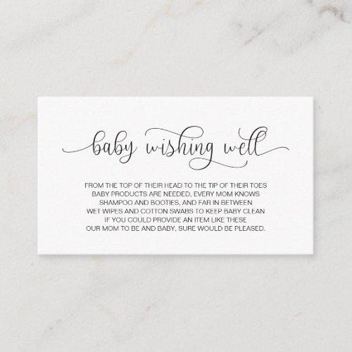 Baby Shower Wishing Well Hand Lettered Black Enclosure Card