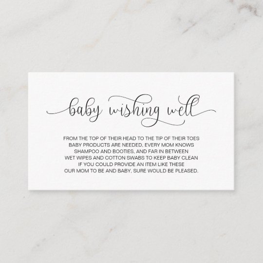 Baby Shower, Wishing Well, Hand Lettered Black Enclosure Card